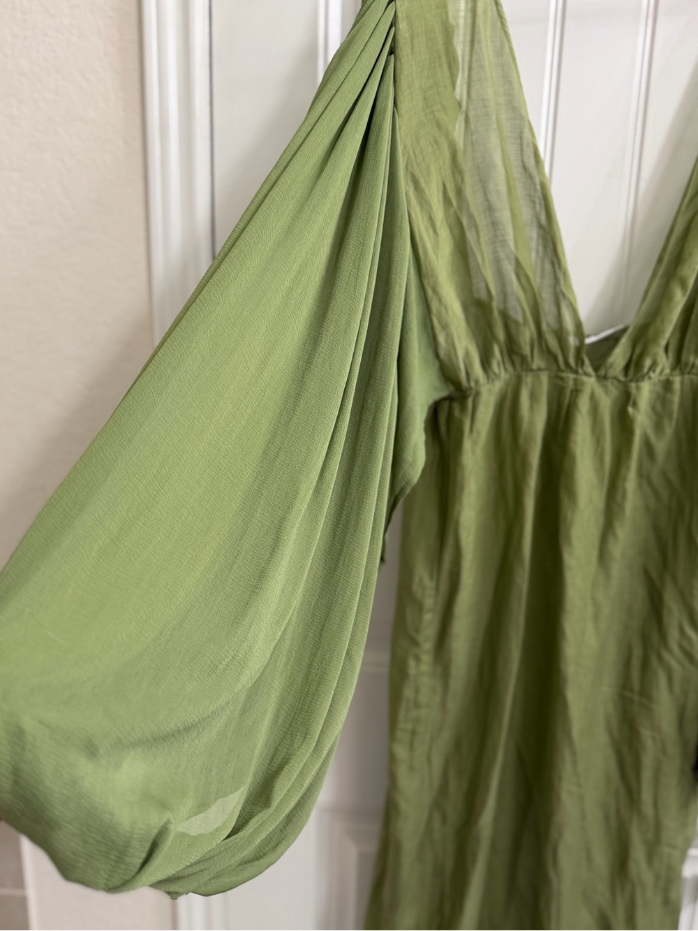 FARA Boutique Yasmin Dress Moss color 100% silk cotton blend  new with tags - Picture 8 of 12